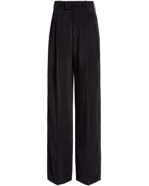 Victoria Beckham Pleated Mid-Rise Straight-Leg Trousers - Black
