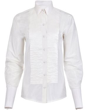 Francesca Miranda Classic Tuxedo Silk Taffeta Shirt - White