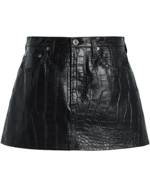 Agolde Keira Croc-Effect Faux-Leather Mini Skirt - Black