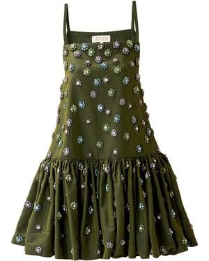 La Fuori Elan Embellished Mini Dress - Green