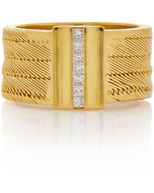 Her Story Five Line 14K Diamond Ring - Metallic