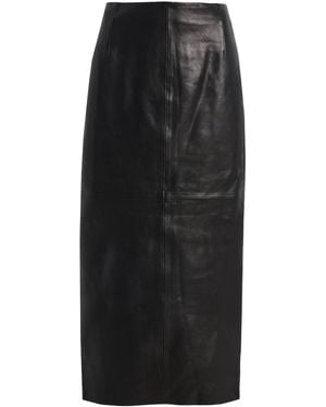 Nour Hammour Selly Leather Midi Skirt - Black