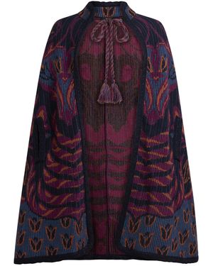 Etro Oversized Wool-Blend Cape Coat - Purple