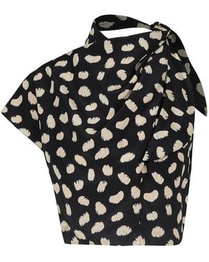 Johanna Ortiz Evening Current Silk Crop Top - Black