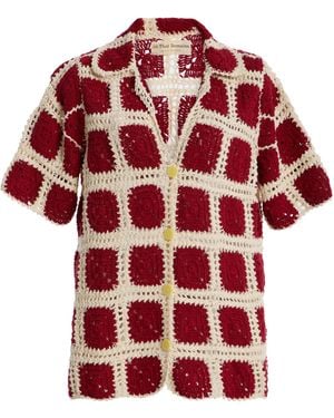 All That Remains Exclusive Dillon Crocheted Cotton Shirt - Red