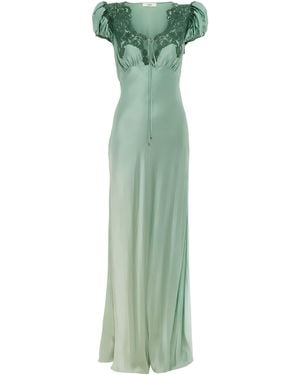 Chloé Lace-Trimmed Silk Satin Maxi Dress - Green