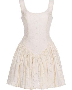 Agua Bendita Pluma Playa Cotton Mini Dress - White