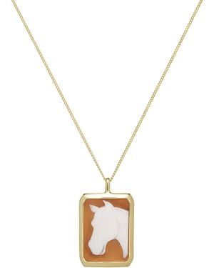 Aliita Cameo Caballo 9K Carnelian Necklace - Metallic