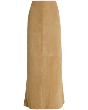 The Row Danas Suede Maxi Wrap Skirt - Natural