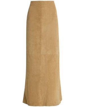 The Row Danas Suede Maxi Wrap Skirt - Natural