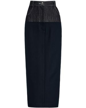Matthew Bruch Raw-Denim Midi Skirt - Blue