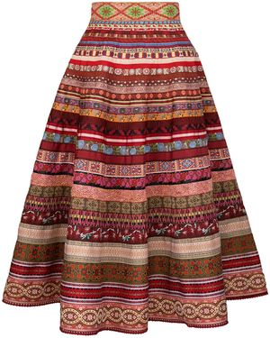 Lena Hoschek Swing Ribbon Cotton-Blend Midi Skirt - Red