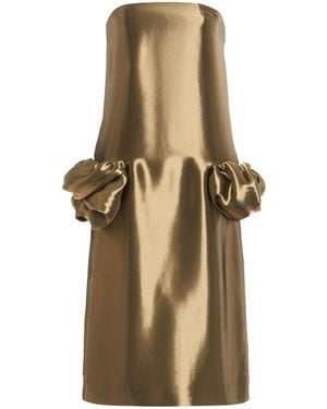 Ferragamo Metallic Lamé Midi Dress - Natural