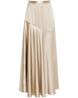 Adam Lippes Tess Silk Satin Crepe Midi Skirt - Natural