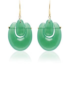 Ten Thousand Things Small O'keefe 18k Yellow Gold Chrysoprase Earrings - Green