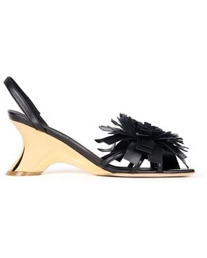 A.W.A.K.E. MODE Linda Sandal With Pom-Poms - Black