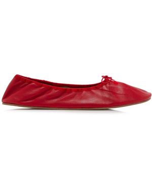 The Row Round Leather Ballet Flats - Red