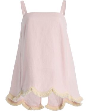 Posse Exclusive Essie Fringed Linen Top - Pink