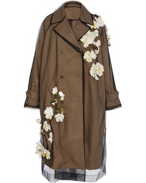 Oscar de la Renta Embellished Cotton Coat - Brown