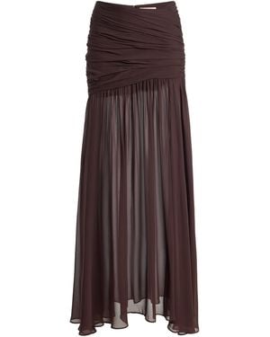 De La Vali Amaya Chiffon Maxi Skirt - Brown