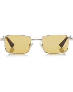 Bottega Veneta Square-Frame Metal Sunglasses - Yellow
