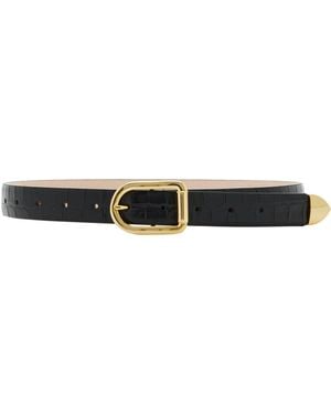 DEHANCHE Mija Croc-Effect Leather Belt - Black