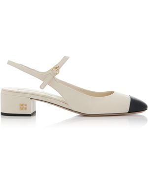 Miu Miu Leather Slingback Mary Jane Court Shoes - White
