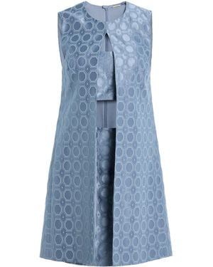 Alexis Asha Layered Cutout Jacquard Cotton-Blend Mini Dress - Blue