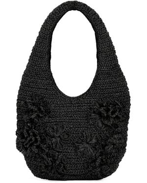 Emm Kuo Pinet Mini Raffia Tote Bag - Black