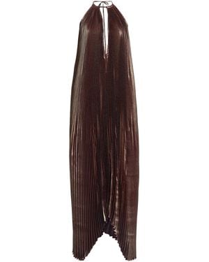 L'idée Boheme Pleated Halter Gown - Brown