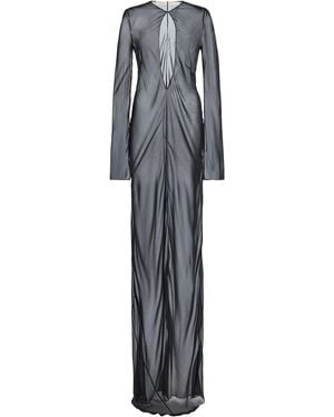 Colleen Allen Keyhole Silk Chiffon Dress - Grey