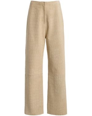 TOVE Tieve Croc-Effect Suede Trousers - Natural