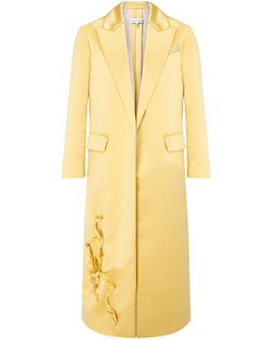 Marmar Halim Ribbon-Appliquéd Satin Coat - Yellow