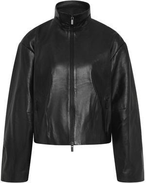 St. Agni Zip Leather Jacket - Black