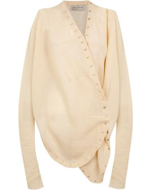 Cortana Piano Grommet-Detailed Long Sleeve Top - Natural