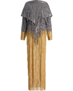 Bevza Solar Sequined Satin Maxi Dress - Multicolour