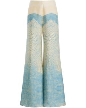 Alexis Andres Printed Flared Trousers - Blue