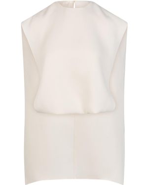 Heirlome Athena Cape-Detailed Draped Silk Top - White