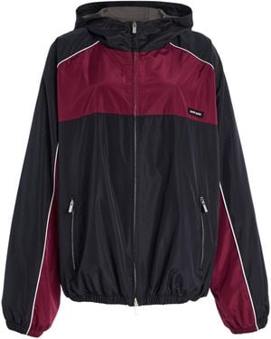 Miu Miu Logo Oversized Track Jacket in Black | Lyst