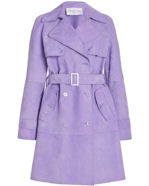Michael Kors Belted Suede Trench Coat - Purple
