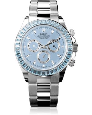 PRIVATE LABEL LONDON Rolex Daytona Sapphire Set Bezel Stainless Steel Dial Watch - Blue