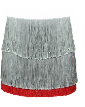 Francesca Miranda Starlight Fringe Silk-Blend Mini Skirt - Grey