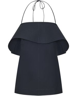 OSSOU Romi Foldover Cotton Top - Blue