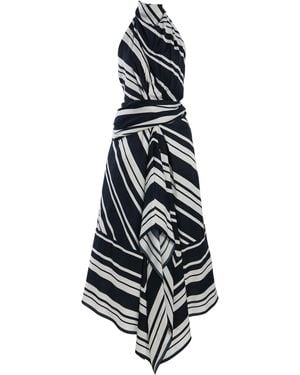 Brandon Maxwell The Marin Striped Midi Dress - White