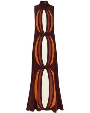 CLO Olivia Silk Turtleneck Maxi Dress - Brown