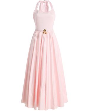 Oscar de la Renta Pleated Stretch Cotton-Poplin Sateen Midi Dress - Pink