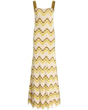 Escvdo Marea Crocheted Cotton Maxi Dress - Metallic