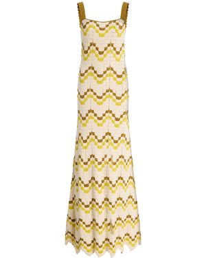 Escvdo Marea Crocheted Cotton Maxi Dress - Metallic