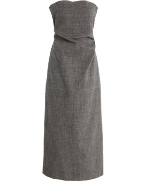 The Row Dolcira Strapless Linen Maxi Dress - Grey