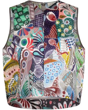 Heirlome Val Sleeveless Printed Silk Top - Grey